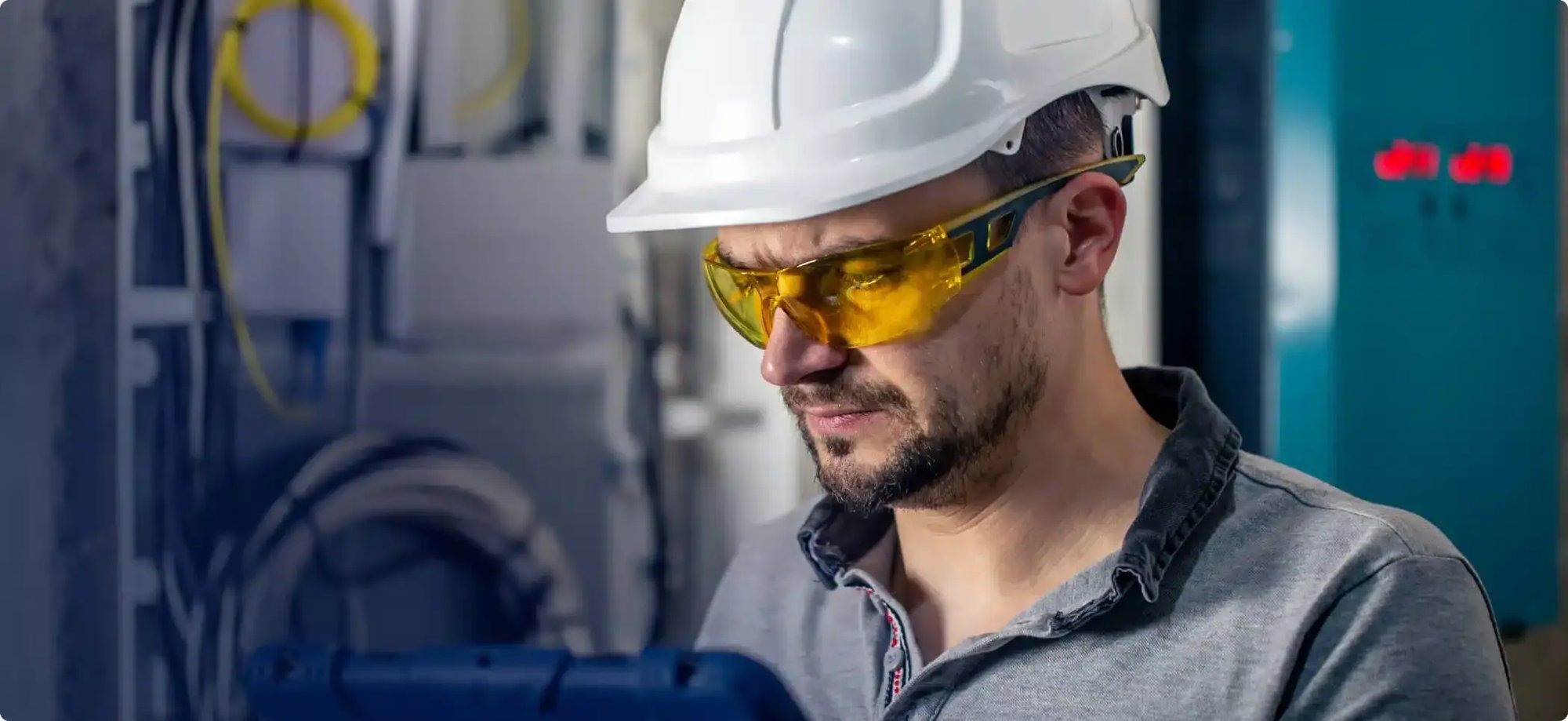 Man working on a tablet